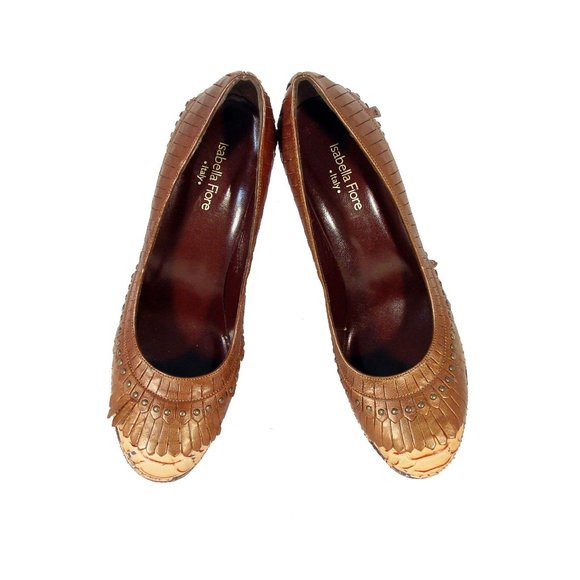 ISABELLA FIORE $345 Studded Kiltie Snake Print Platform Pumps 9 - NWOB - Picture 3 of 7